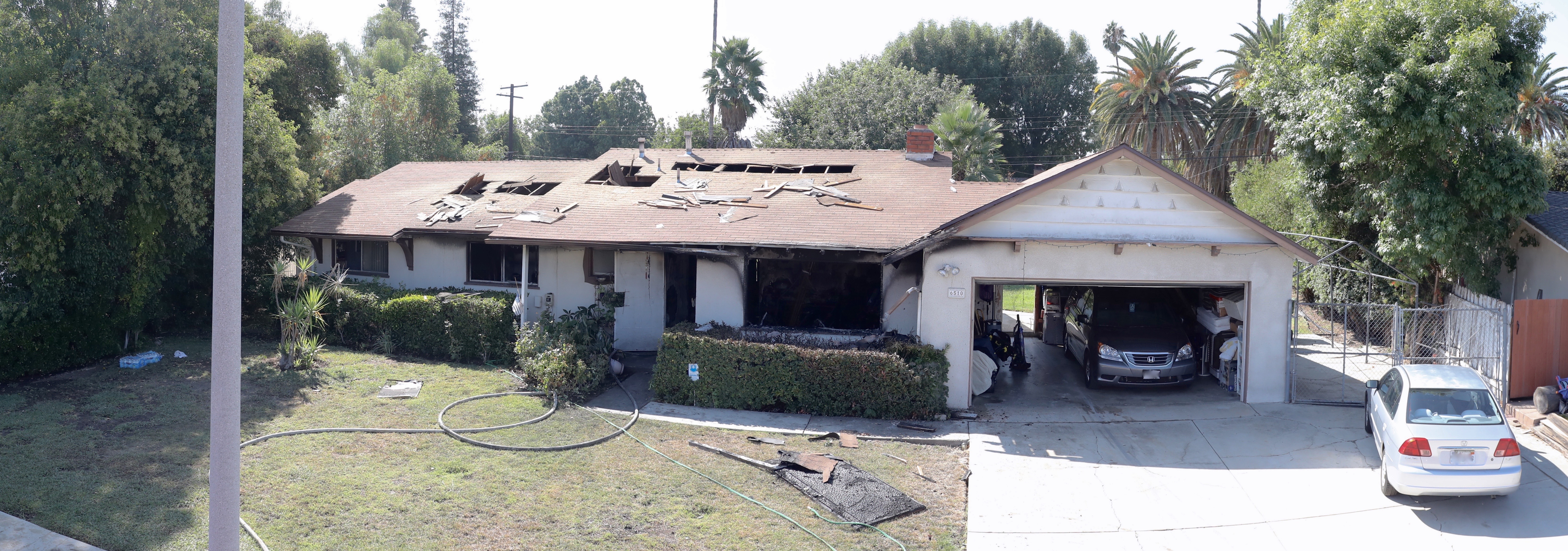 A man and woman were gravely injured at a fire in this West Hills home